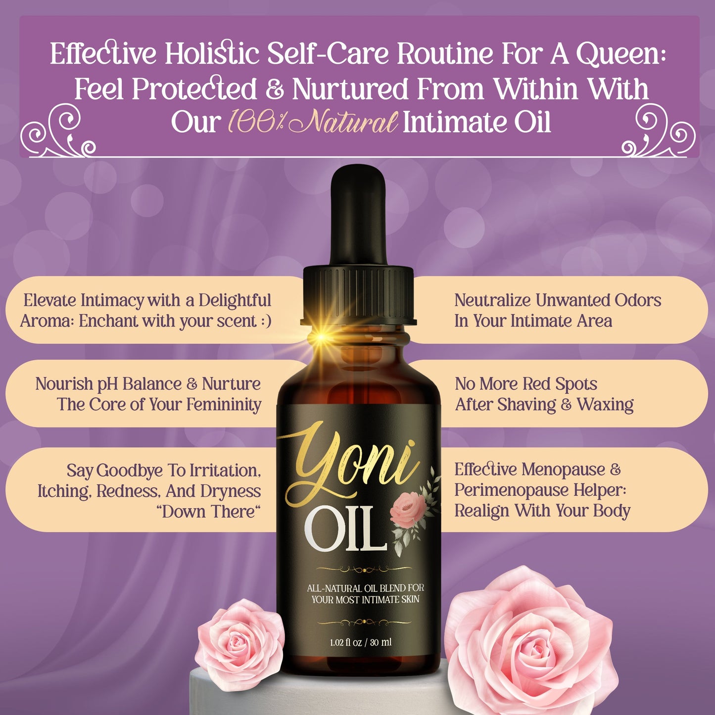 Intimate Oil - for Vaginal Moisturizing and Silky Smooth Vulva Skin - 100% Natural, Fragrance-Free, PH balance